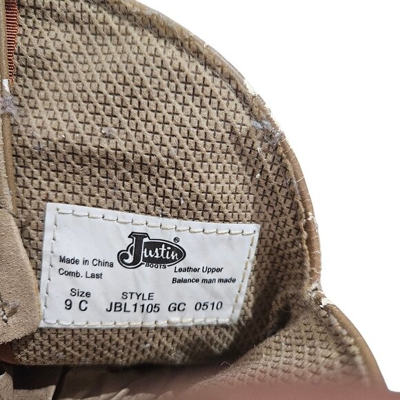 Justin Womens Tan Suede Western Cowboy Boots Size 9C Style JBL1105 - Picture 6 of 6